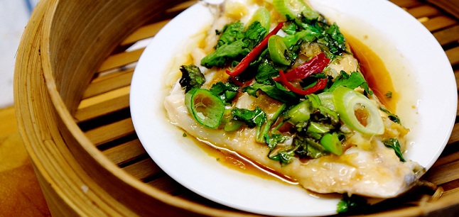 Sea bass Recipe – Steamed Sea bass with Ginger and Sesame Oil Dressing