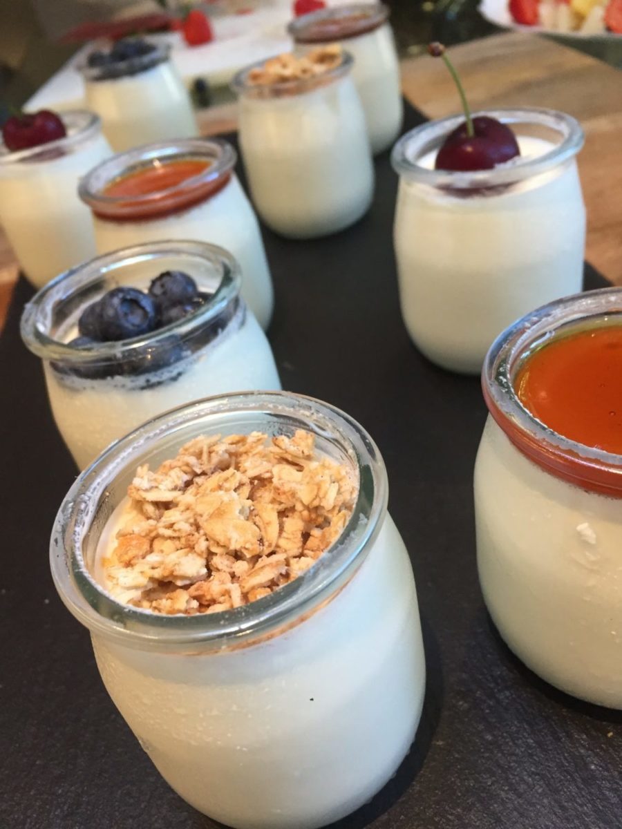 Yoghurts at the Chateau with toppings