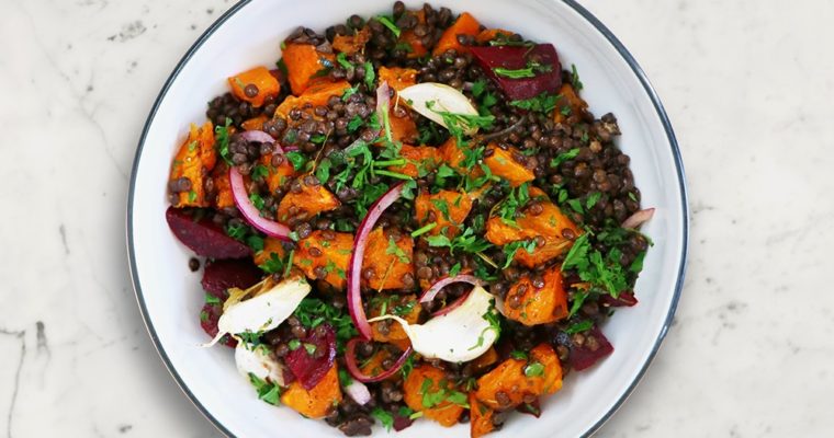 Roasted Pumpkin and Lentil Salad (vegan salad) | David Lloyd Clubs Exclusive