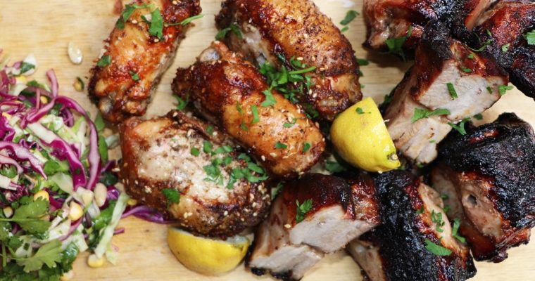Rotisserie BBQ Video | Tamarind Pork Belly, Chicken Thighs and Asian ‘Slaw