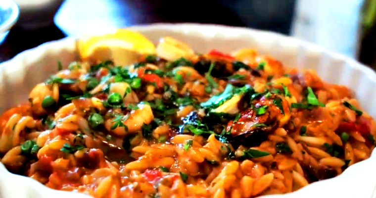 Greek Orzo Recipe (Kritharaki) – Orzo Paella with Seafood