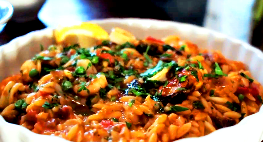 Greek Orzo Recipe (Kritharaki) – Orzo Paella with Seafood